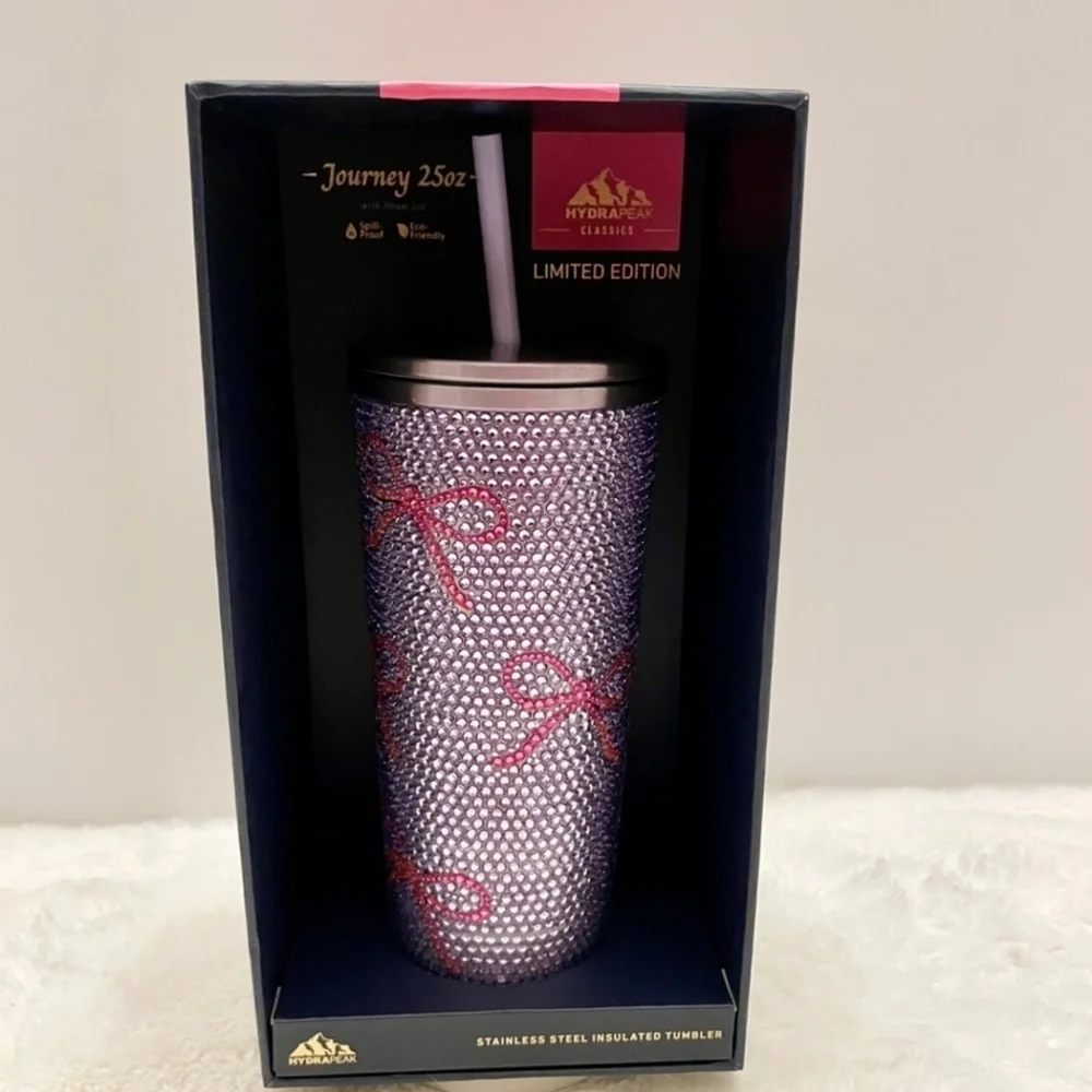 💜▪HYDRAPEAK▪️ Classic JOURNEY Lavender Purple Pink Bows Limited Edition Tumbler